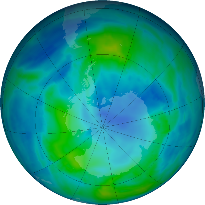Antarctic ozone map for 28 April 2009